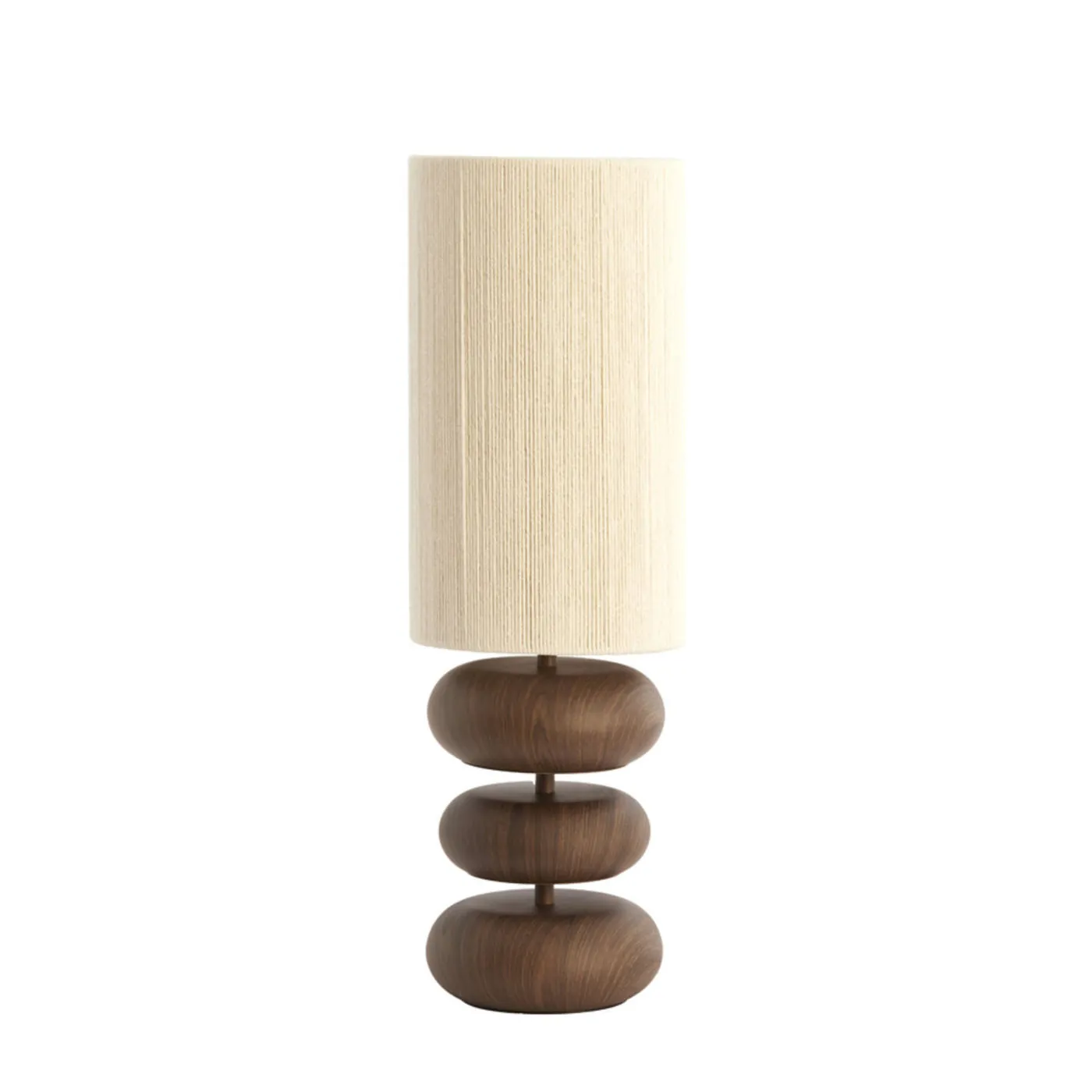 Decoration: sculptural wooden table lamp with a light shade