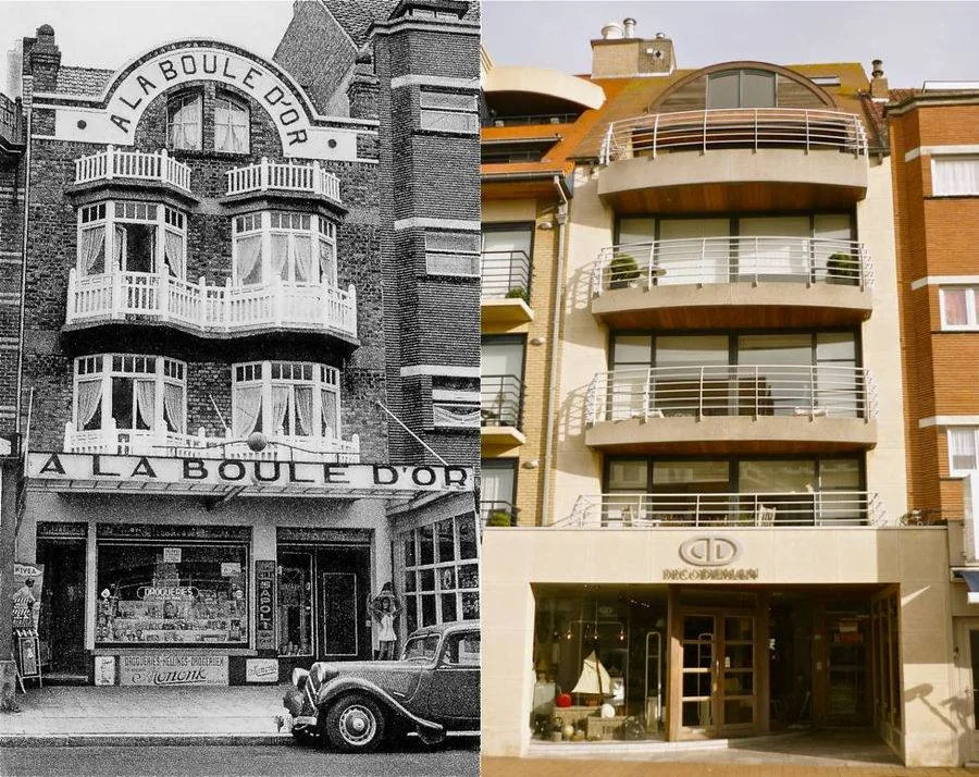 Het pand vroeger als À la Boule d’Or, naast het gebouw met de winkel van Decodeman